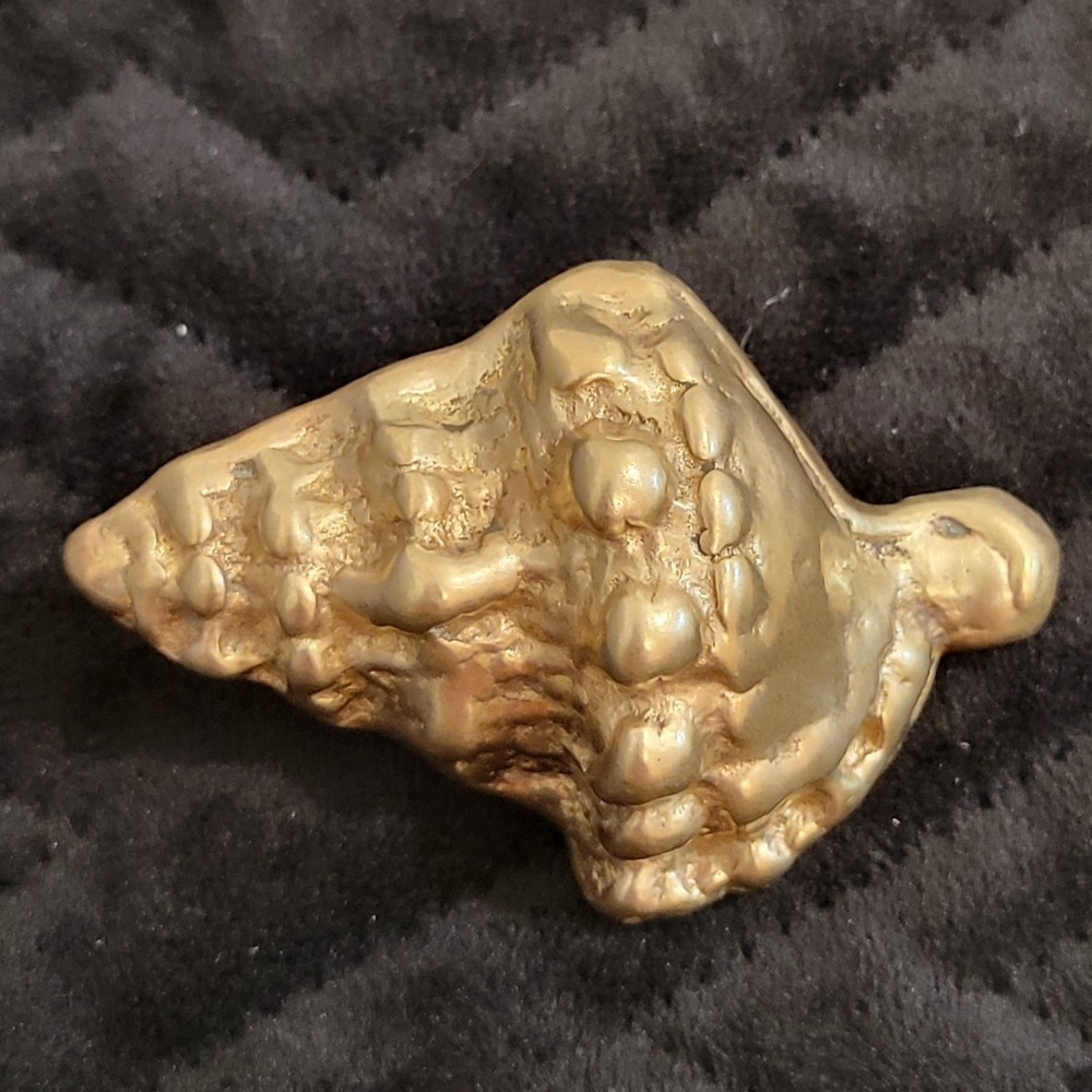 Vintage Solid Brass Conch Shell Figurine Paperweight Nautical Coastal Decor Cute - Picture 7 of 8